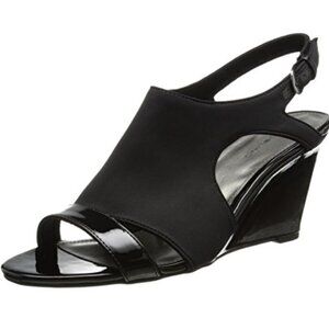 Bandolino Tadaa Fabric Strap Wedge Sandals Black - US 6.5